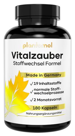 plantomol® Vitalzauber Stoffwechsel Komplex - Stoffwechselkur Kapseln mit 19 Inhaltsstoffen