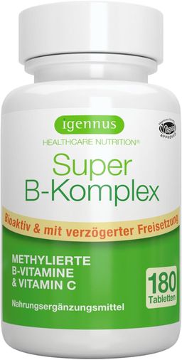 Igennus Vitamin B Komplex, Methylierter Tabletten, Forte & Hochdosiert Super B, Clean Label Vegan