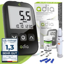 adia Blutzuckermessgerät-Set (mmol/L) + 10 Teststreifen