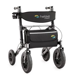 Helavo Outdoor Rollator mit Luftbereifung faltbar mit Sitz und Rueckenlehne