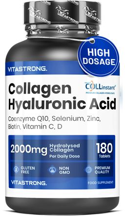Vitastrong Kollagen Hyaluronsäure - 180 Kapseln, 2000 mg COLLinstant Kollagen