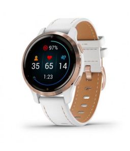 Pulsuhr / Tracker Garmin Fitnessuhr Venu2S Weiss/Rosegold mit Leder-Armband 010-02429-23