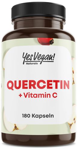 Quercetin hochdosiert 180 Kapseln mit Vitamin C, PREMIUM laborgeprüft