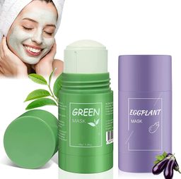 AONAT  2 Stück Grüner Tee Maske,Green Mask Stick,Grüntee Purifying Clay Grüntee Maske Ölkontrolle