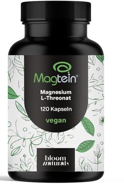 Bloom Naturals Magtein Magnesium L-Threonate Kapseln Hochdosiert - 120 Kapseln - 30 Tage Vorrat