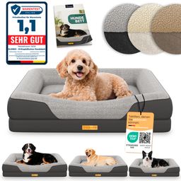ELONEO Orthopädisches Hundebett, Größe S - Grau