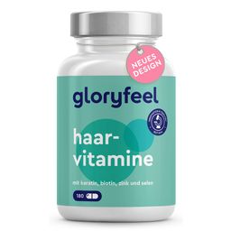 gloryfeel ® Haar Vitamine - 180 Kapseln - 24 Vitalstoffe - Biotin, Selen, Zink - Alle 8 B-Vitamine