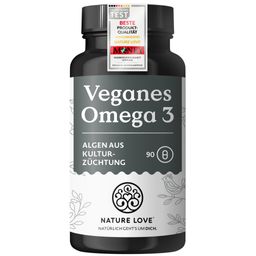 NATURE LOVE® Omega 3 vegan - hochdosiert mit 1.444 mg Algenöl pro Tagesdosis - 90 Kapseln