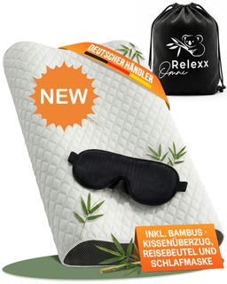 OmniRelexx Ergonomisches Nackenkissen mit Bambusbezug - Kissen zur Entspannung aus Soft Memory Foam