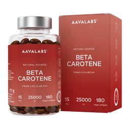 Aavalabs BetaCarotin mit Lyc-O-Beta 25.000 IE | Bräunungskapseln, Bioverfügbarkeit | 6-Monats-Vorrat