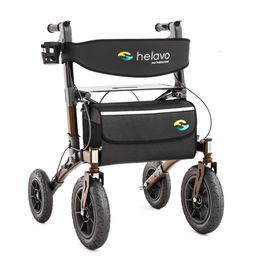 Helavo Outdoor Rollator mit pannensicheren Vollgummireifen faltbar mit Sitz