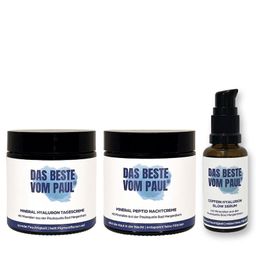 Das Beste vom Paul: Großes Glow Gesichtspflege Set: Hyaluron Tages- & Nachtcreme + Serum