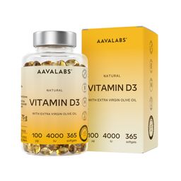 Aavalabs Vitamin D3 4000 IE - Vit D3 Hochdosiert - 365 Kapseln