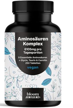 Bloom Naturals Aminosäuren Komplex Tabletten Hochdosiert - 250 Tabletten - 42 Tage Vorrat