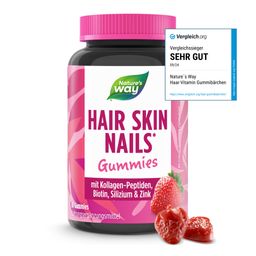Hair Skin Nails Gummies I 4in1 mit 2500 µg Biotin, Zink, Kollagen, Silizium I Erdbeer-Geschmack I...