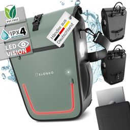ELONEO Fahrradtasche Gepäckträgertasche, Satteltasche mit Reflektorstreifen wasserdicht mit LED