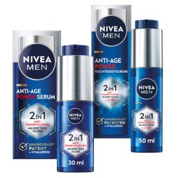 NIVEA MEN Anti-Age 2in1 Power Serum + 24h Feuchtigkeitscreme LSF30 Routine Set