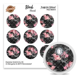 Diasticker® FreeStyle Libre 3 / 3 Plus Sticker "Black Floral"