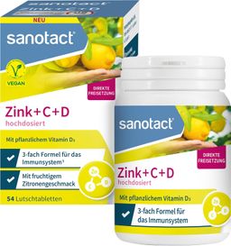 sanotact Zink+C+D hochdosiert | Zink Vitamin C und D Lutschtabletten | Zitronengeschmack