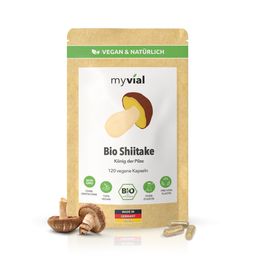 myvial® Bio Shiitake Kapseln - 120 Stück Pilzpulver aus Bio-Anbau - vegan & laborgeprüft