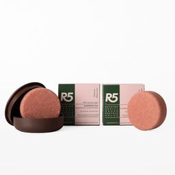 R5 Set 2 Festes 2-in-1 Shampoo und 1 Seifenhalter aus recyceltem Kunststoff, Made in Italy