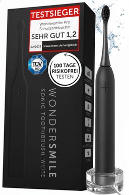 Wondersmile Schallzahnbürste Pro Ultimate Black - Testsieger - 100 Tage risikofrei testen
