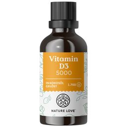 NATURE LOVE® Vitamin D3 5000 (50ml flüssig) - Laborgeprüfte 5000 I.E. pro Tropfen - in MCT-Öl Kokos