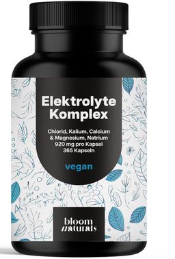 Bloom Naturals Elektrolyte Komplex Kapseln Hochdosiert - 365 Kapseln - 12 Monate Vorrat