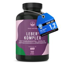 Leber Komplex Testsieger - Leber Kur mit Mariendistel, Cholin, Artischocke & Löwenzahn, TRUE NATURE®