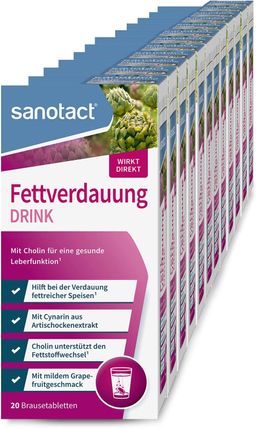 sanotact Fettverdauung Drink (12 x 20 Brausetabletten) • Artischocke mit Cholin für Fettstoffwechsel