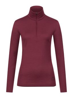 ALPENWERT Zip Longsleeve Damen 100% Merino Berry Rot XS