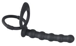 Black Velvets - Penis-/Hodenring mit Dildo - doppelte Stimulation