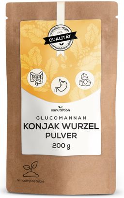 Sanutrition® - reines Konjak-Wurzel Glucomannan Pulver | lösliche Ballaststoffe