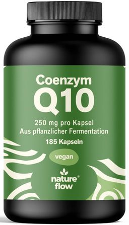 Coenzym Q10 Hochdosiert - 185 Kapseln a 250 mg Coenzym - 6 Monate Vorrat - Nature Flow®