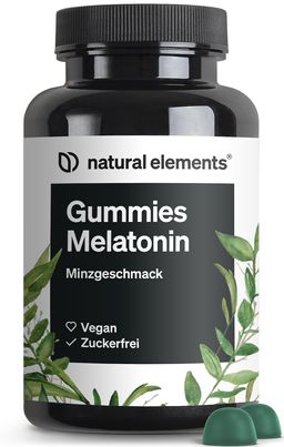 natural elements 0,5mg Melatonin Gummies – Schlafhormon – 90 Stück - Vitamin B6 & Minzgeschmack