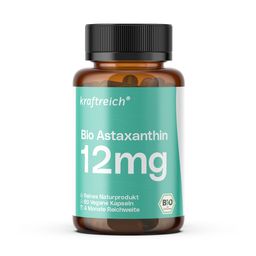 kraftreich® Bio Astaxanthin 12 mg – Markenrohstoff Algamo® Premiumqualität – im Braunglas