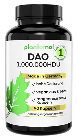plantomol® DAO Kapseln vegan - 1.000.000 HDU pro Kapsel - DAO-Enzym aus Erbsen