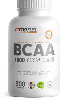 BCAA 1000 Giga Caps - 300x 1000 mg BCAA-Kapseln - hochdosiert mit 8000mg - laborgeprüft, 100% vegan