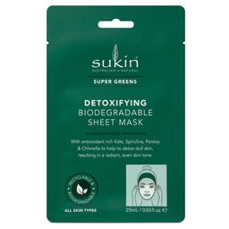 Sukin - Super Greens Entgiftende Biologisch Abbaubare Tuchmaske