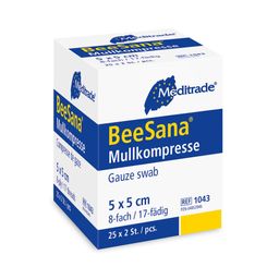 Meditrade BeeSana Mullkompresse ohne RöKo 12-fach 5x5 cm