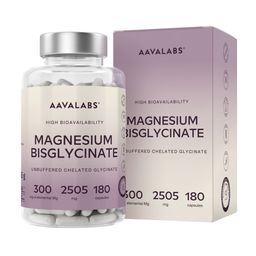Aavalabs Magnesium Bisglycinat - Hochdosiert 2505 mg, Vegan - 180 Kapseln