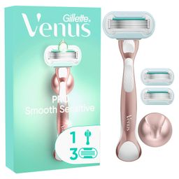 Gillette Venus - Damennassrasierer "Smooth Sensitive" + 3 Ersatzklingen + Duschhalterung