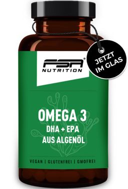 FSA NUTRITION Omega 3 vegan - DHA + EPA aus Algenöl 60 Kapseln im Glas