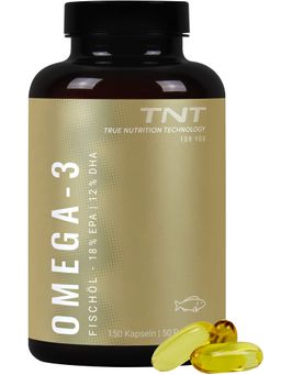 TNT Omega-3 Fischöl Kapseln - 150 Kapseln - 3000mg Fischöl pro Tagesdosis (540mg EPA, 360mg DHA)
