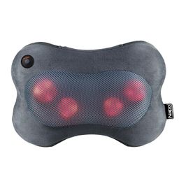 NAIPO Massagekissen Shiatsu Massagegerät mit und Infrarot Wärmefunktion Grau Flauschiger Hülle
