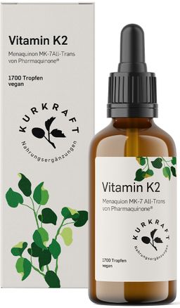 Kurkraft Vitamin K2 Tropfen MK-7 200 µg – All-Trans aus Pharmaquinone® – 1.700 Tropfen – vegan