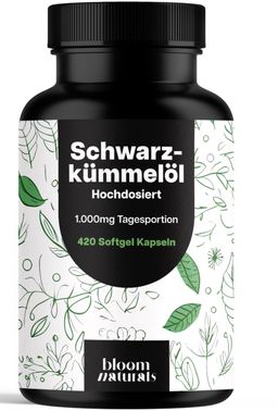 Schwarzkümmelöl Hochdosiert - 420 Softgel Kapseln - 7 Monate Vorrat - Bloom Naturals