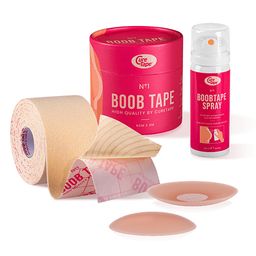 CureTape® Boob Tape  Beige - Komplettset :  mit 2 Nippleabdeckungen und Tape Entfernungsspray