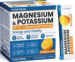 Vitastrong Magnesium & Kalium - 24 Sticks, Wohlbefinden im Alltag & Energie