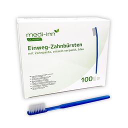 Medi-Inn Einmalzahnbürsten mit Zahnpasta blau